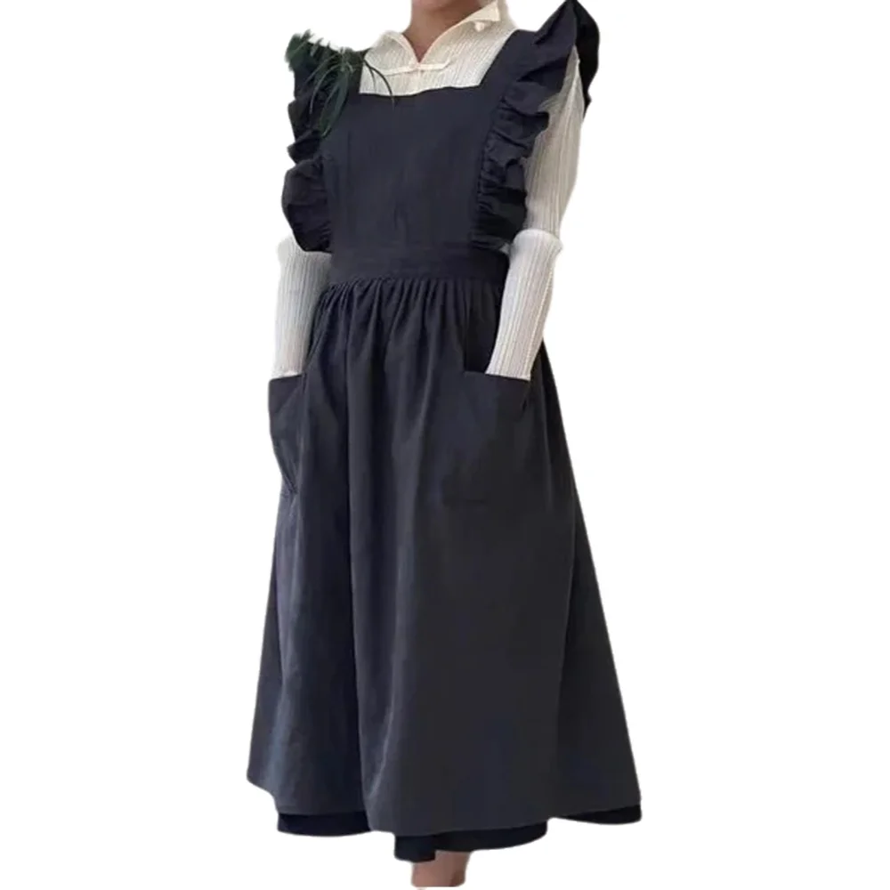 Kitchen For Baking - 1PC French Pastoral Florist Artsy ผ้าฝ้ายผ้าลินินผ้ากันเปื้อนวินเทจครัวอบ