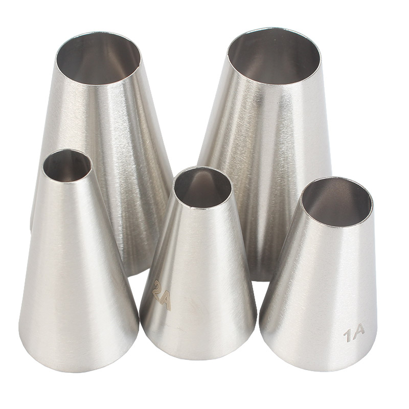 Kitchen And Baking Equipment - 5 ชิ้น/เซ็ตขนาดใหญ่รอบท่อหัวฉีดเค้กครีม Pastry เครื่องมือสแตนเลสสตีลเคล็ดลับสําหรับ Cupcake ตกแต่ง