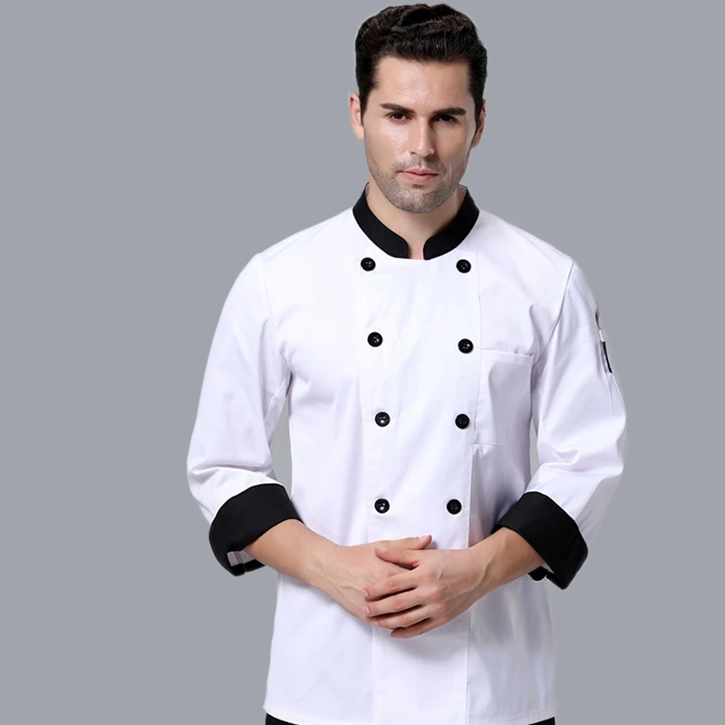 Kitchen Baker - Unisex Chef แจ็คเก็ตแขนยาวผู้ชายผู้หญิง Cook Coat ร้านอาหารโรงแรมห้องครัว