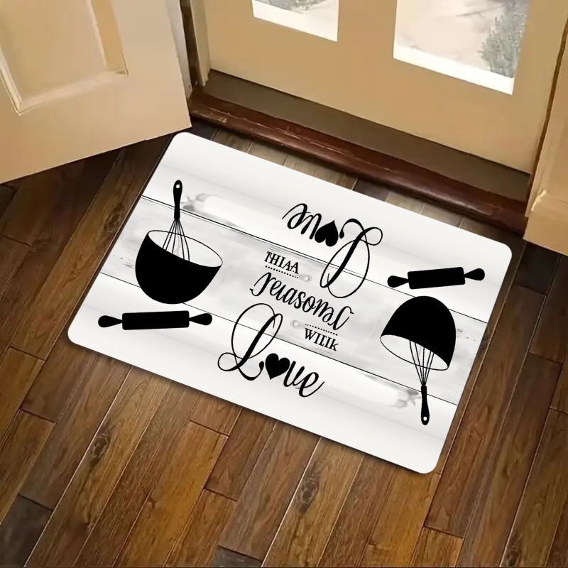 Kitchen Living Baking Mats - อุปกรณ์ทำขนมในครัว คำคมความรัก พรมเช็ดเท้ากันลื่น พรมปูพื้นทางเข้าครัว ตกแต่งสไตล์บ้านไร่