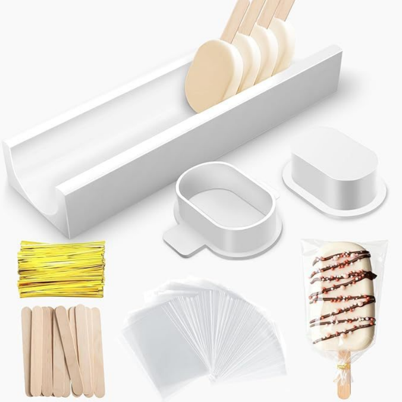 Kitchen Baking Supplies - ชุดแม่พิมพ์เค้กป๊อปพร้อมถาด ไม่ติดกระทะ ใช้ซ้ำได้ พร้อมที่ตัดเค้กป๊อป อุปกรณ์ทำขนม DIY