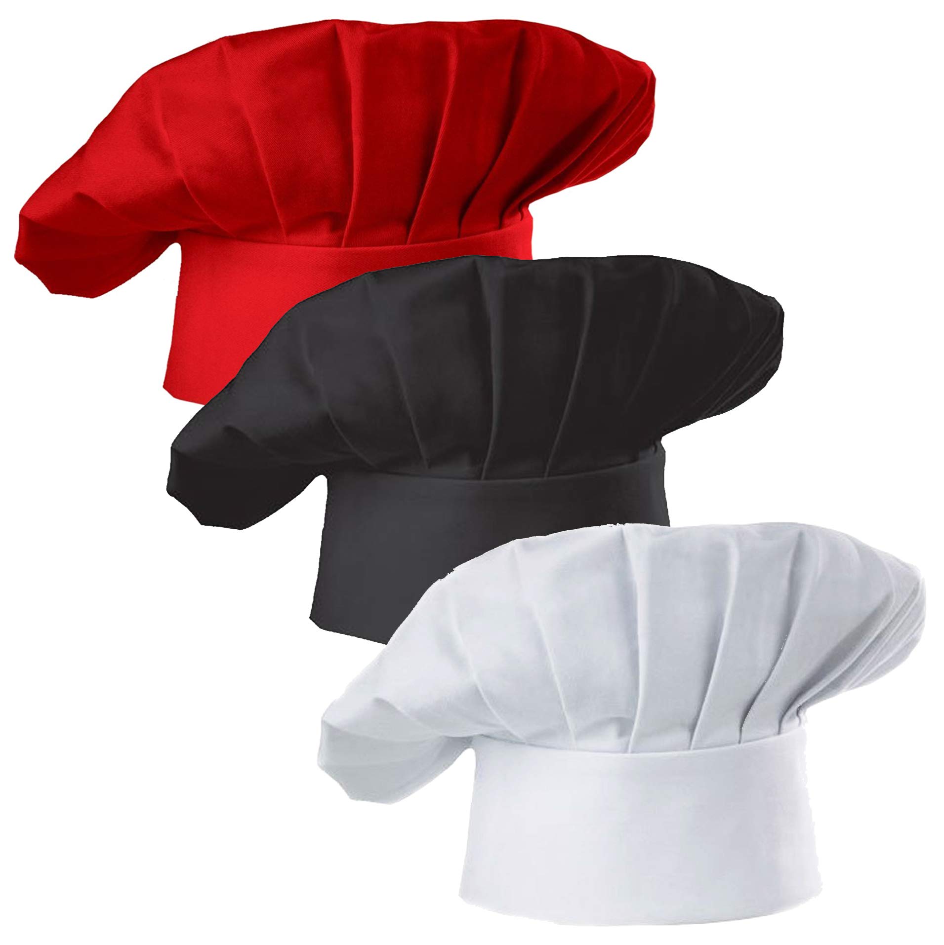 Kitchen Baker - ชุดหมวกเชฟผู้ใหญ่ 3 ชิ้น ปรับขนาดได้ หมวกทำครัว หมวกเชฟ
