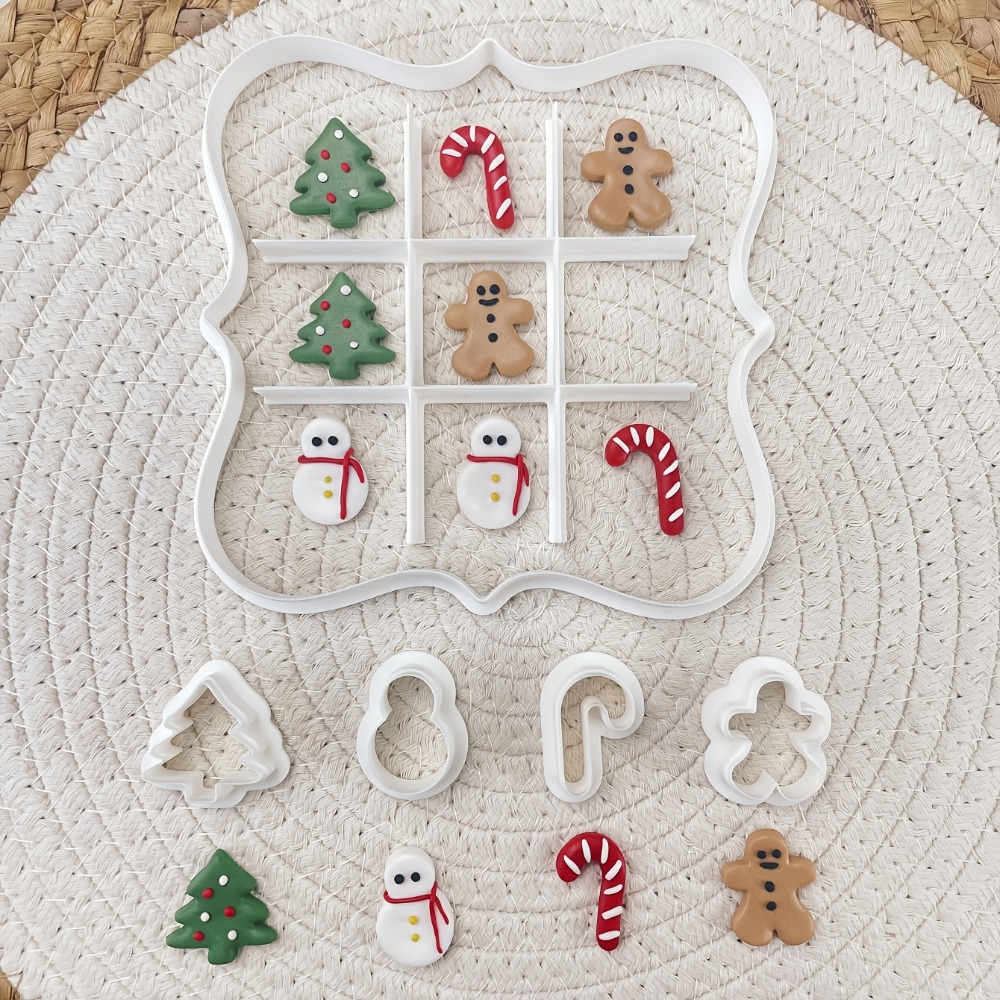Kitchen Baking Cookies - ชุดตัดคุกกี้รูปตัวต่อ 6 ชิ้น สำหรับคริสต์มาส รูปต้นคริสต์มาส มนุษย์หิมะ