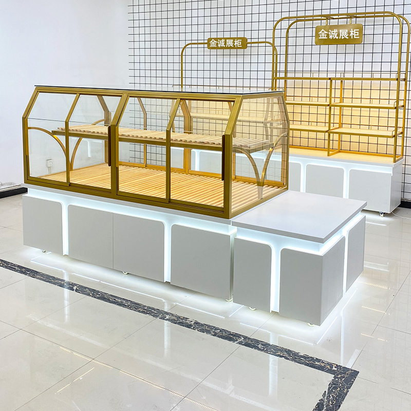 Kitchen Baking Island - ตู้โชว์ขนมปัง: ชั้นวางขนมปังแบบกลางเกาะ, ตู้โชว์เค้กและขนมอบแบบกระจกสำหรับร้านค้าเชิงพาณิชย์