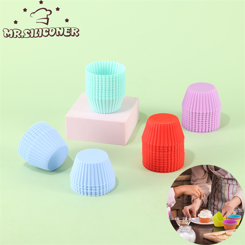 Kitchen Baking Decor - 6ชิ้น/เซ็ตแม่พิมพ์เค้กซิลิโคนทรงกลมเครื่องมือตกแต่งเค้กแบบ DIY ถ้วยคัพเค้กซิลิโคนแม่พิมพ์อบครัวอุปกรณ์ทำเบเกอรี่ทำอาหาร