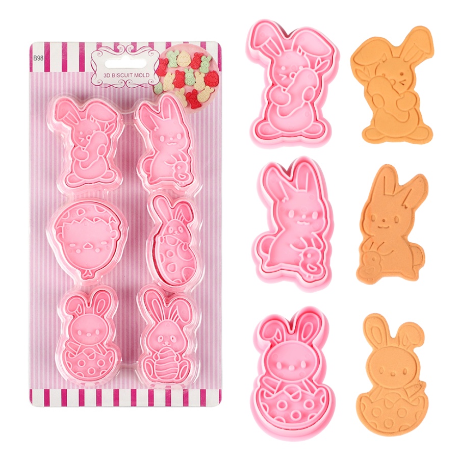 Kitchen Baking Decor - 6 ชิ้น/เซ็ต Easter Bunny Cookie Cutters