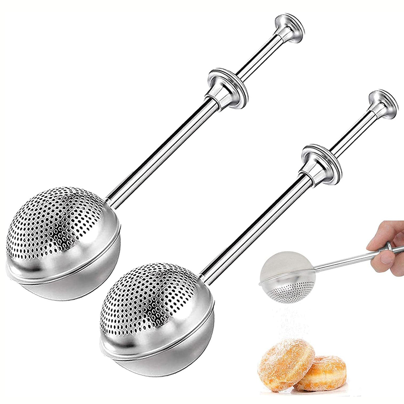 Kitchen Baker - ช้อนกรองแป้งสแตนเลส ช้อนตักแป้งสำหรับน้ำตาล แป้ง เครื่องเทศ ช้อนตักน้ำตาลผง อุปกรณ์ครัว