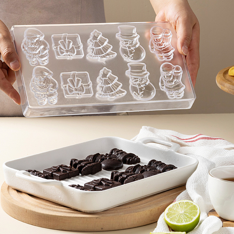 Kitchen Baking Supplies - แม่พิมพ์ช็อกโกแลตพลาสติก PS โปร่งใสแม่พิมพ์ช็อกโกแลตคริสต์มาสชุดเบเกอรี่แม่พิมพ์ 3D ลูกอมแม่พิมพ์อุปกรณ์เบเกอรี่ครัว