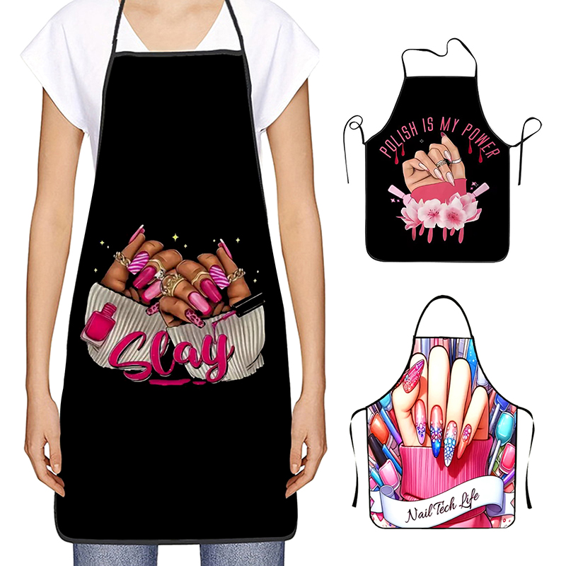 Kitchen For Baking - 1 ชิ้นเล็บพิมพ์ความงามห้องครัวผู้หญิงผ้ากันเปื้อนทําความสะอาดในครัวเรือน Pinafore Salon Home ทําอาหารเบเกอรี่เล็บเสื้อผ้าทํางาน