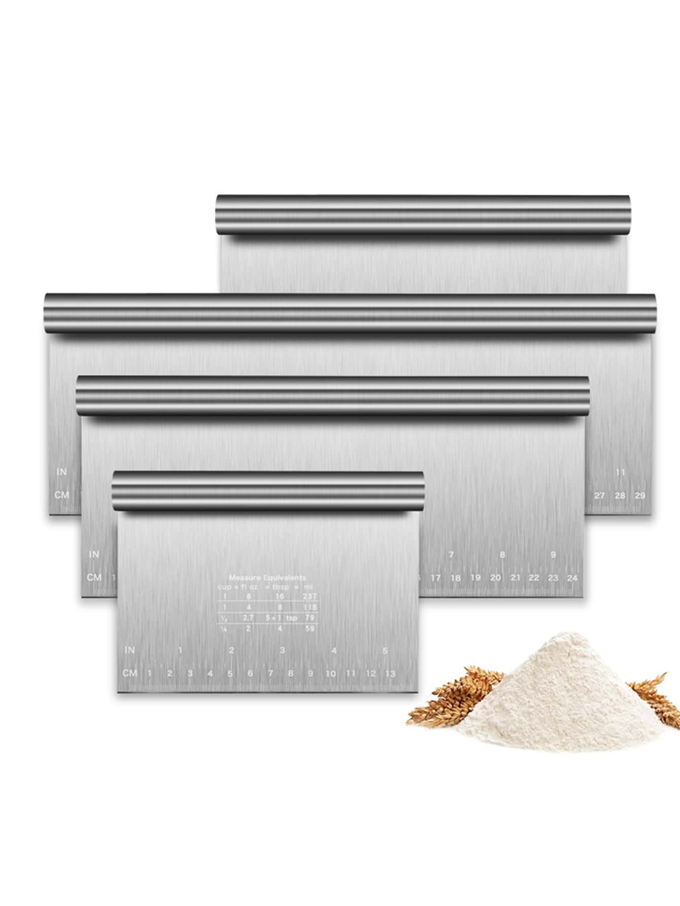 Kitchen And Baking Equipment - ที่ตัดแป้งและขูดแป้ง, ที่ตัดพิซซ่าสแตนเลสสำหรับทำขนมในครัว, ใช้กับเครื่องล้างจานได้, ป้องกันการสึกหรอ พร้อมลายสลักด้วยเลเซอร์