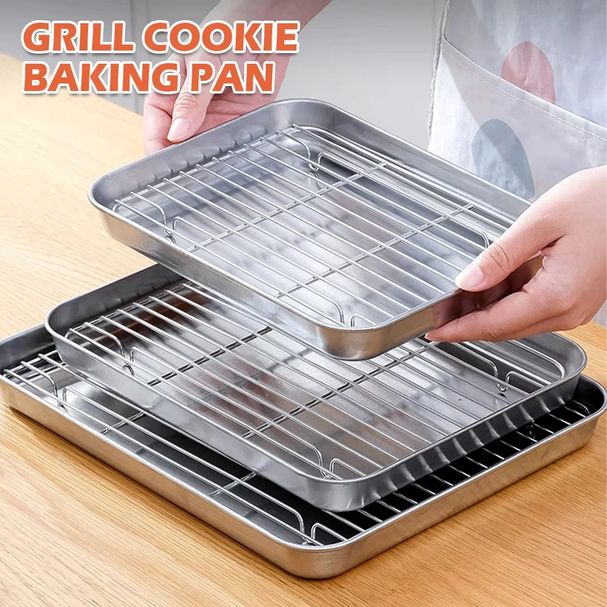 ถาดอบสแตนเลสพร้อมชั้นวางลวดเค้ - Kitchen And Baking Equipment บทวิจารณ์และราคา