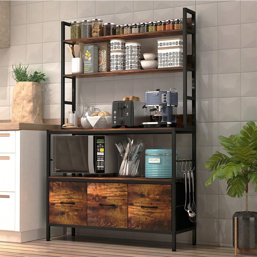 ชั้นวางของในครัวพร้อมตะกร้า 3  - Kitchen Baker บทวิจารณ์และราคา
