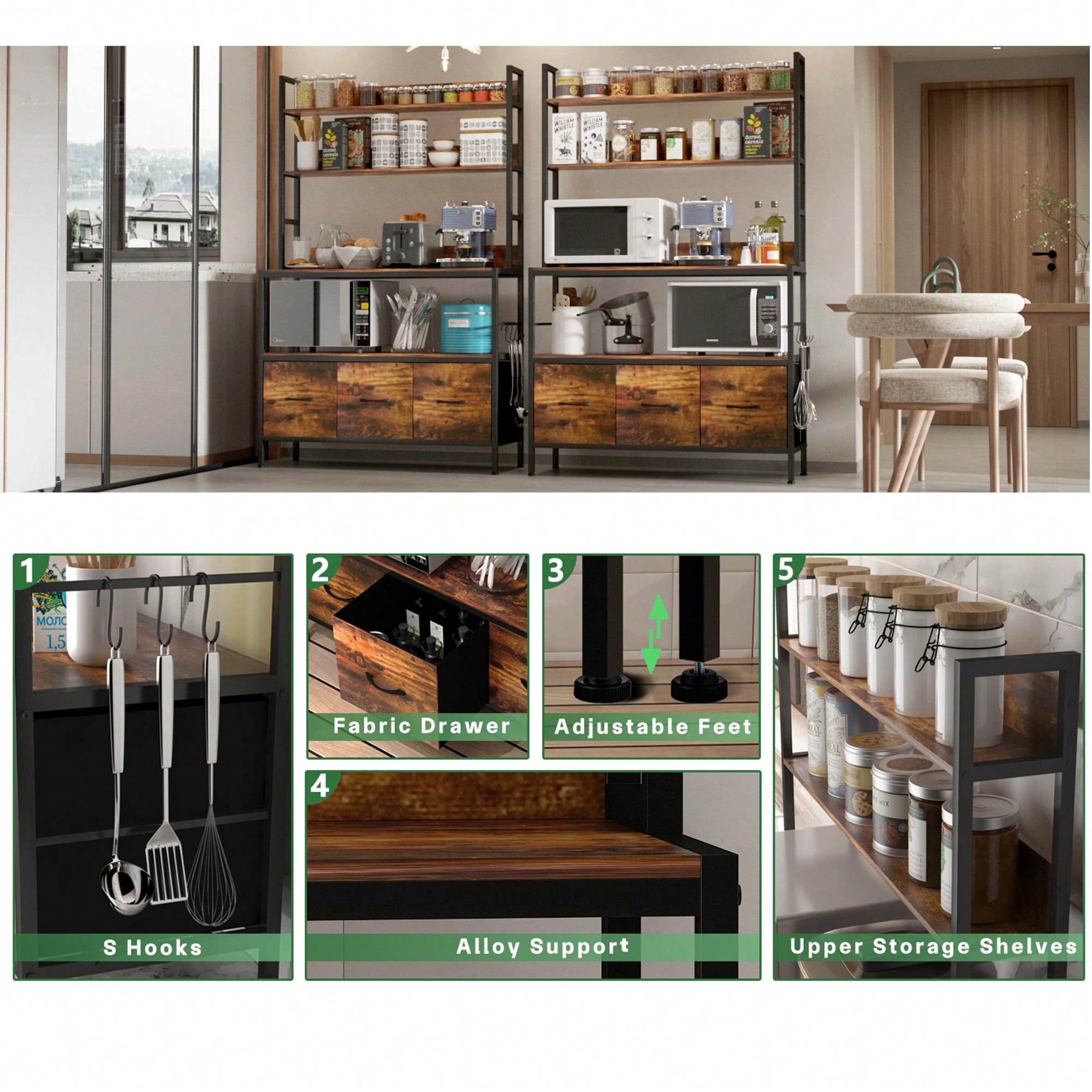ชั้นวางของในครัวพร้อมตะกร้า 3  - Kitchen Baker บทวิจารณ์และราคา