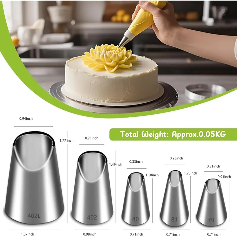 ชุดหัวฉีดสแตนเลส 5 ชิ้น, หัวฉี - Kitchen Baking Decor บทวิจารณ์และราคา