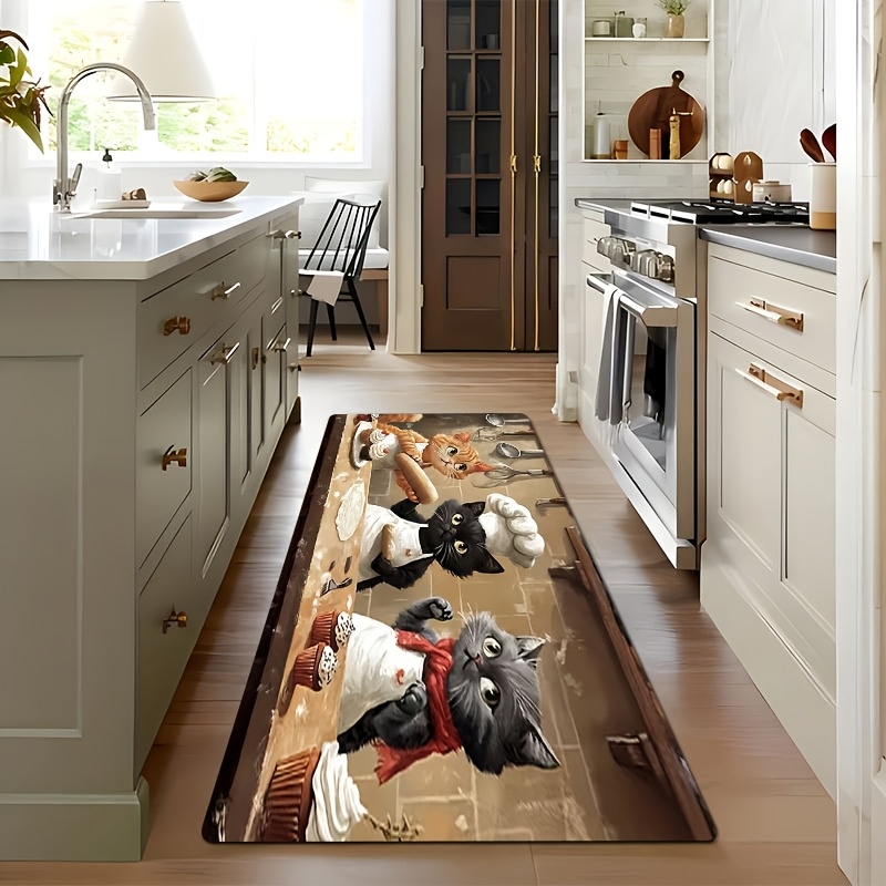 พรมเช็ดเท้าลายแมวเชฟสุดน่ารัก  - Kitchen Living Baking Mats บทวิจารณ์และราคา
