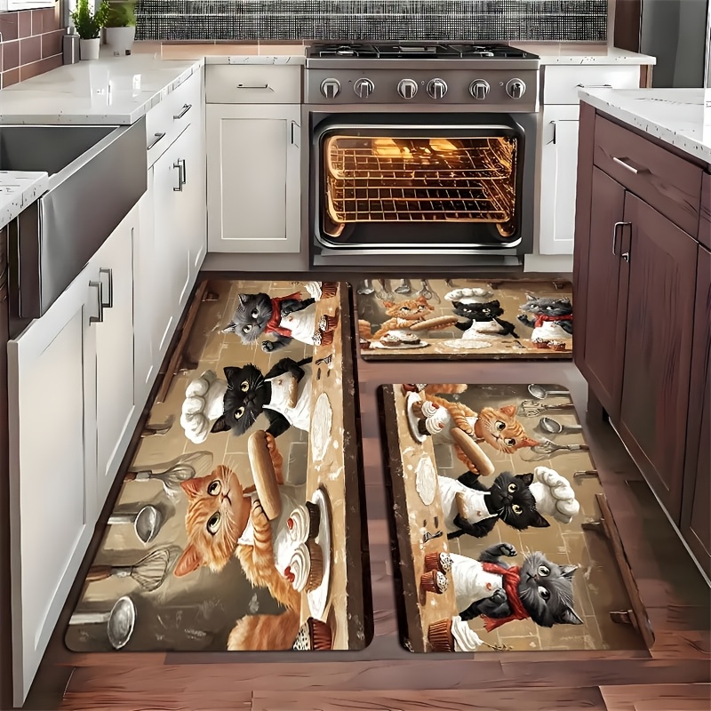 พรมเช็ดเท้าลายแมวเชฟสุดน่ารัก  - Kitchen Living Baking Mats บทวิจารณ์และราคา