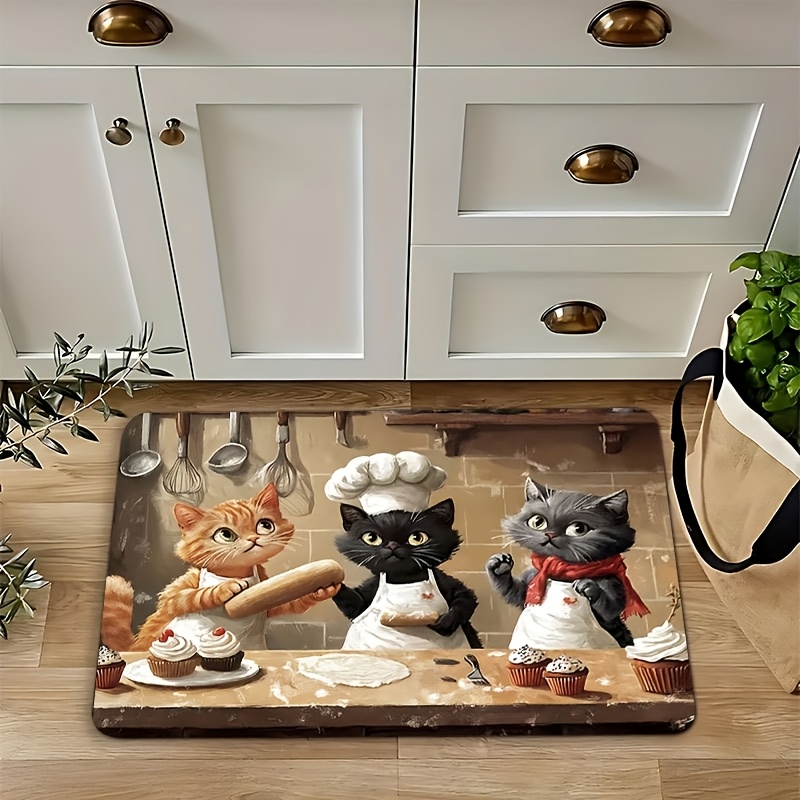 พรมเช็ดเท้าลายแมวเชฟสุดน่ารัก  - Kitchen Living Baking Mats บทวิจารณ์และราคา