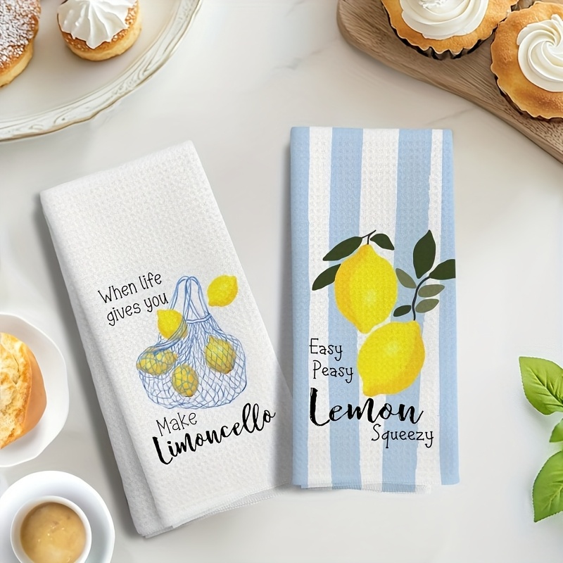 2 ชิ้น, ผ้าเช็ดครัวลายเลมอน, ช - Kitchen Baking Decor บทวิจารณ์และราคา