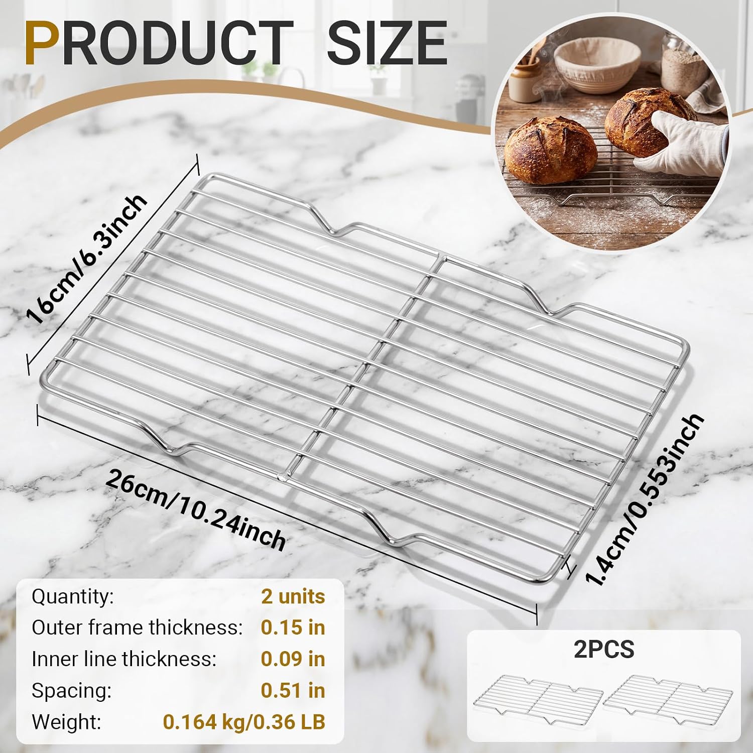 ชุดตะแกรงระบายความร้อน 2 ชิ้น, - Cooling Rack Wire บทวิจารณ์และราคา