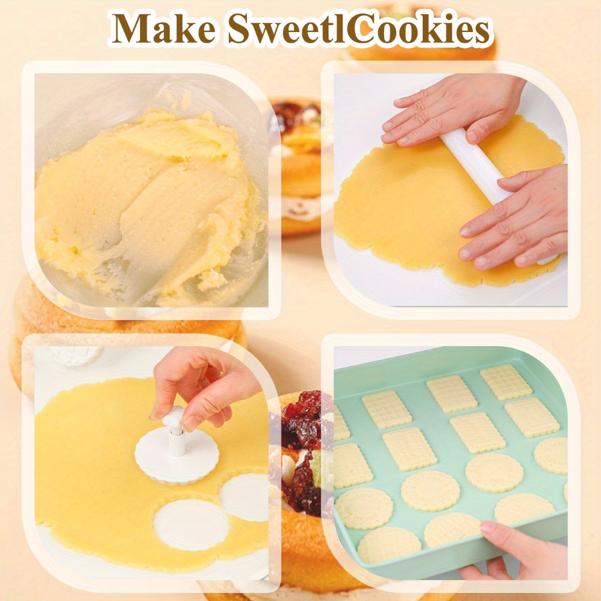 แม่พิมพ์คุกกี้แบบกดแม่พิมพ์คุก - Kitchen Baking Cookies บทวิจารณ์และราคา