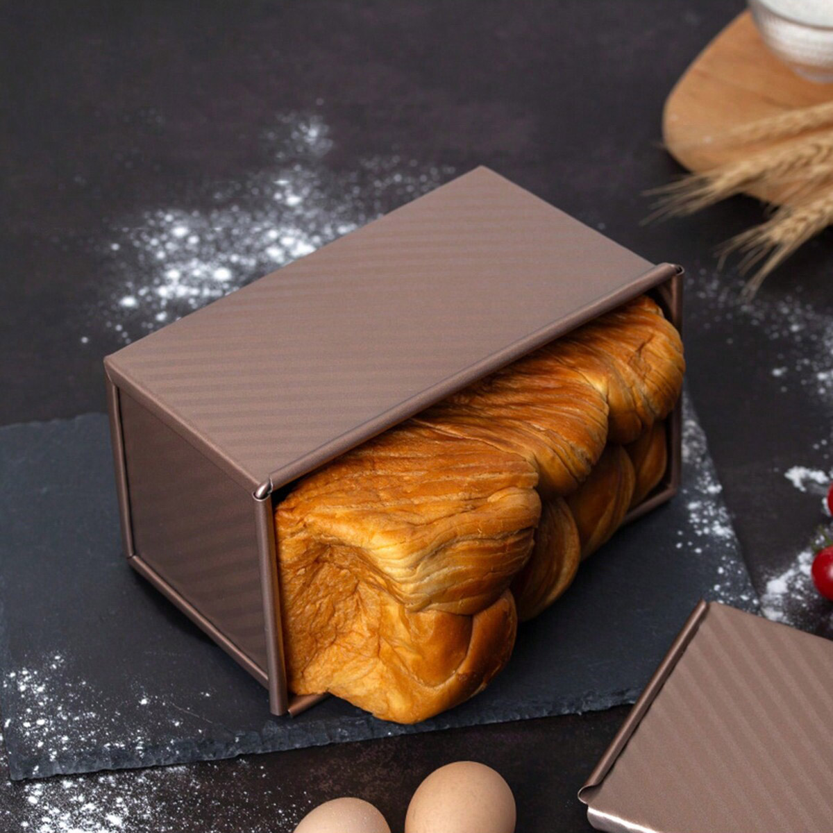 1 ชิ้น ถาดอบขนมปังสีทองพร้อมฝา - Kitchen And Baking Equipment บทวิจารณ์และราคา